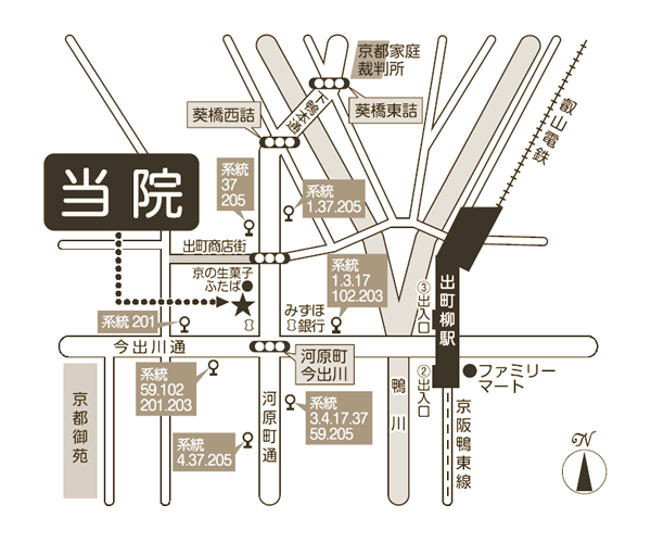 消化器内科・内科　岩井医院　〒602-0822 京都市上京区出町通今出川上る青龍町245番1